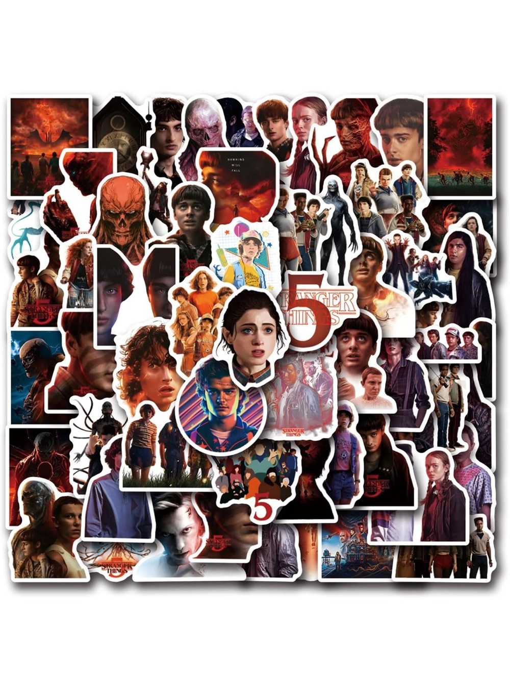 Amazon 60pcs Movies Stranger Things 5 Sticker Pack for Water Bottles